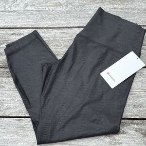 Lululemon Align High-Rise Ribbed Pant 25" Shine Radiate Foil Black size 14 NWT